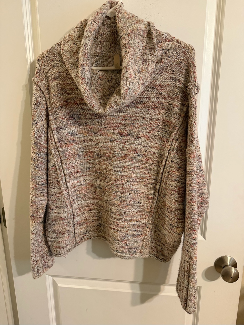Pilcro Cream Multicolor Speckled Cowl Neck Sweater